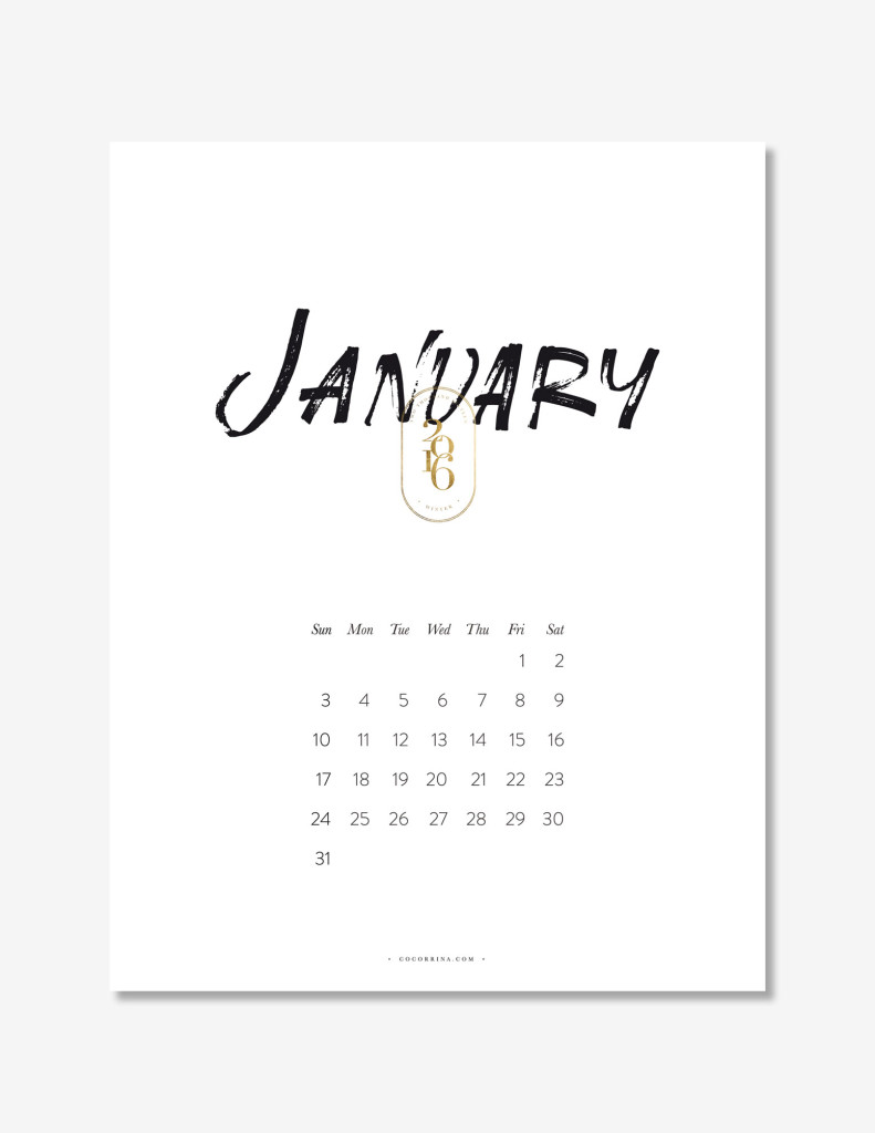 2016 Lettering Calendar by Cocorrina | FREE Printable