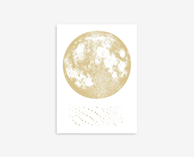 Moon Phase Wall Calendars 2016 in Gold Metallic by A Little Lark