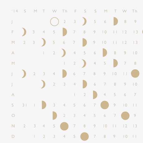 Moon Phase Wall Calendars 2016 in Gold Metallic by A Little Lark