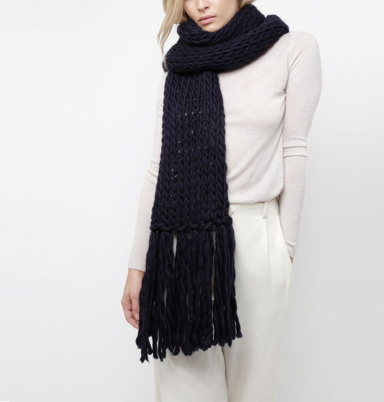 Knit Kit by Wool and the Gang | Oversized shaggy scarf in midnightblue #diy