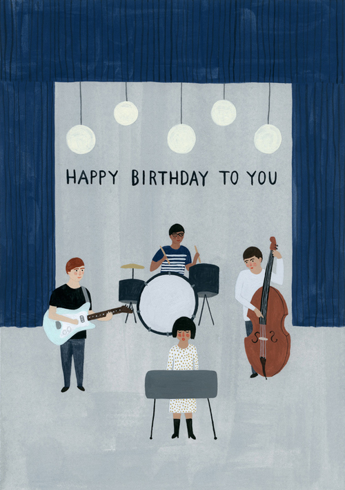 Kate Pugsley Illustrations | Happy BIrthday card with band