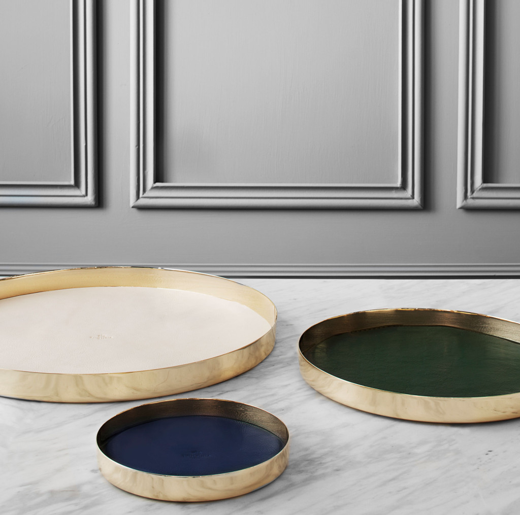 Skultuna Karui Trays designed by GamFratesi | leather & brass