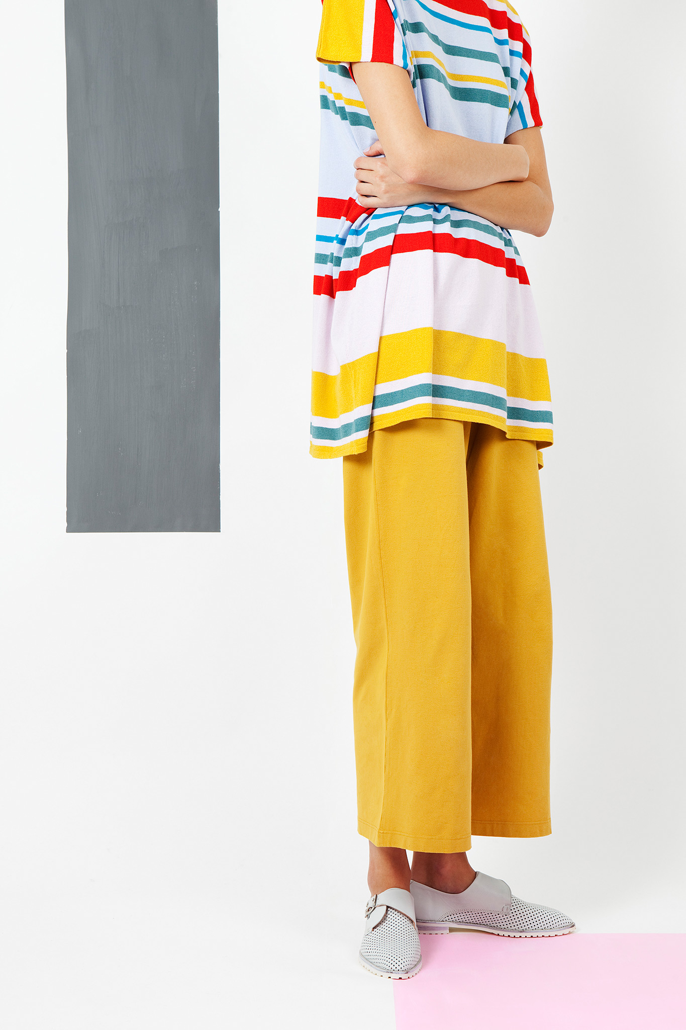 Arela | Striped boxy tunic in cotton cashmere knit