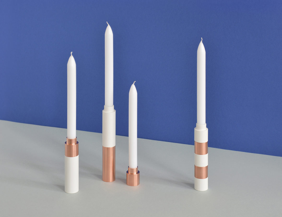 Modular Candleholders | Stack by Earnest Studio | white & copper