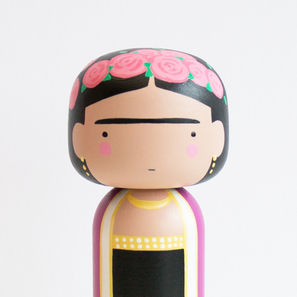 Frida Kahlo Kokeshi Doll by Becky Kemp