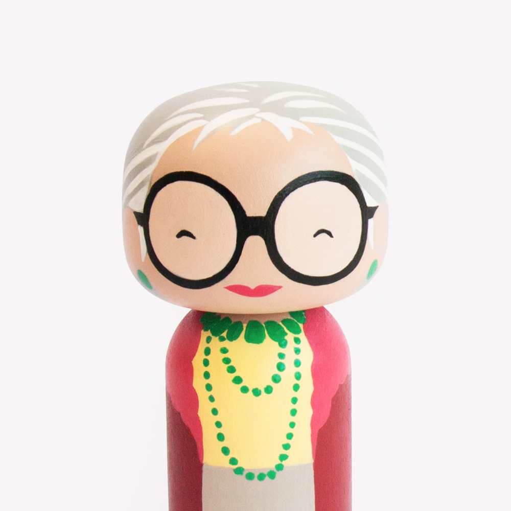 Iris Apfel Kokeshi Doll by Becky Kemp