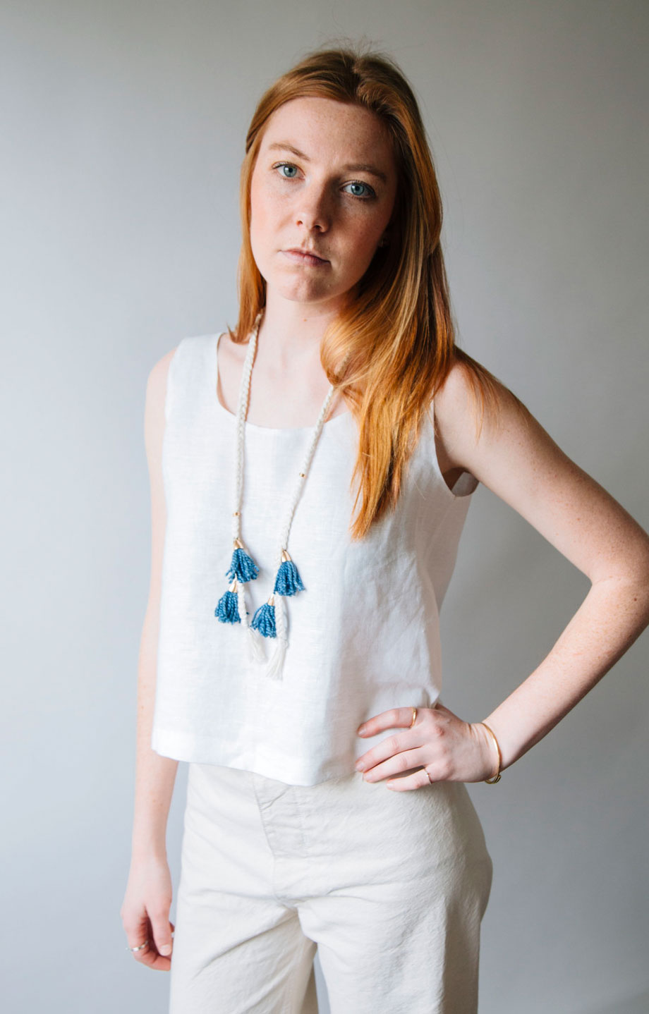 Ellen Mote Jewelry | Braided necklace with handdyed tassels