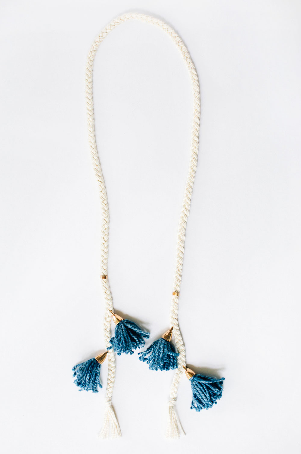 Ellen Mote Jewelry | Braided necklace with handdyed tassels