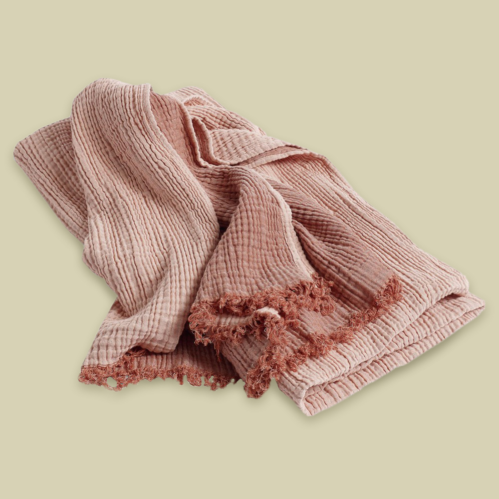 Crinkle – pink cotton throw for chilly summer evenings by HAY