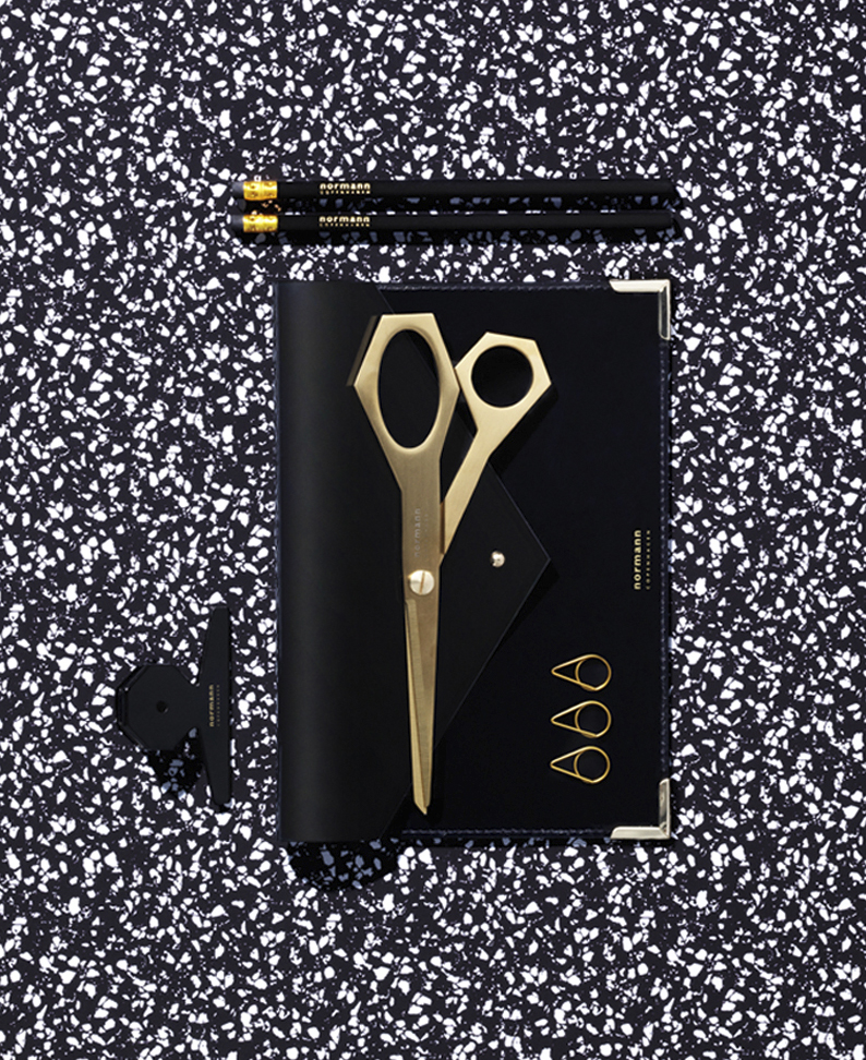 Daily Fiction Stationery by Normann Copenhagen | metallic gold scissors