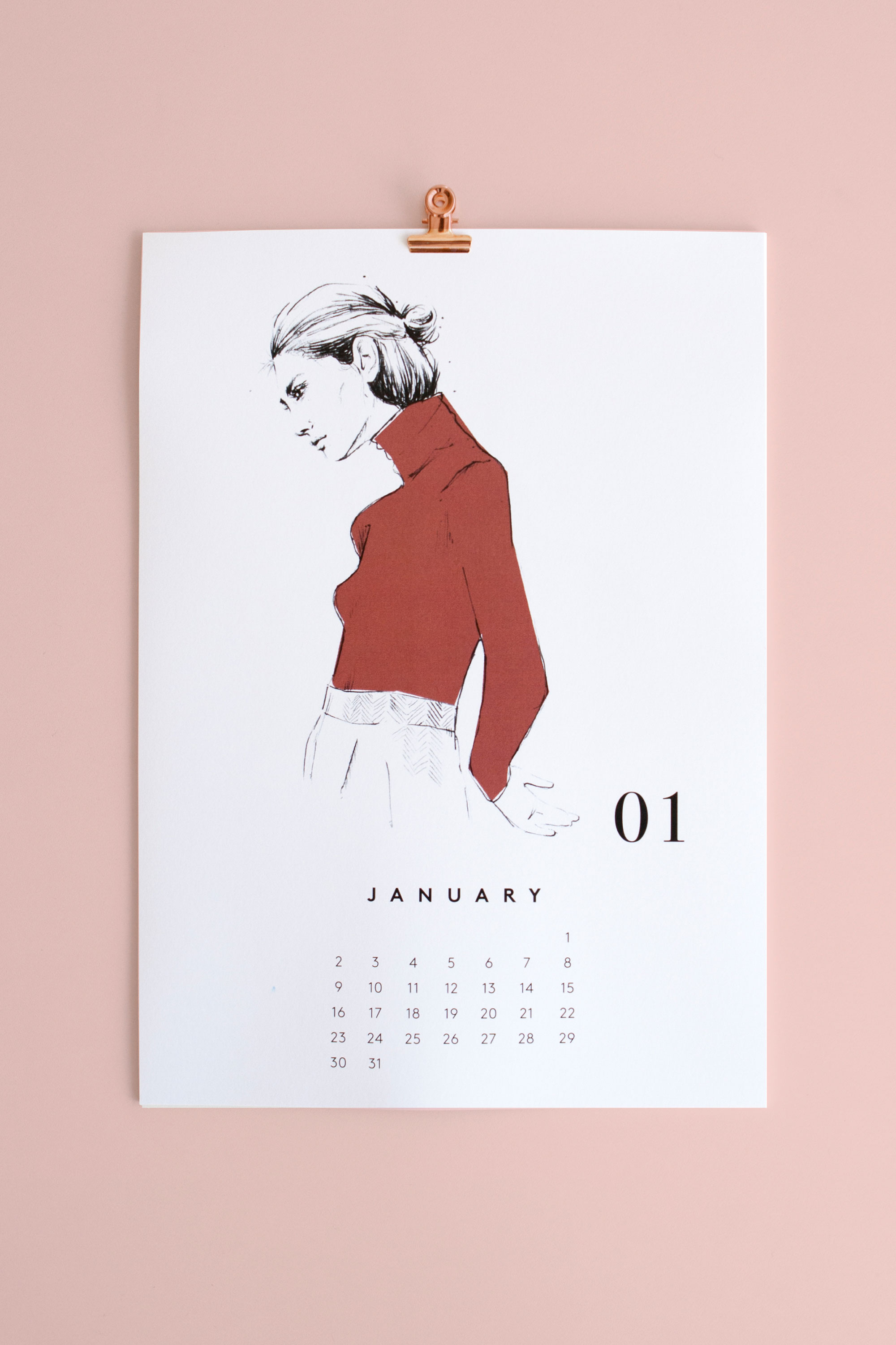 Marin et Marine calendar 2017 with fashion & portrait illustrations