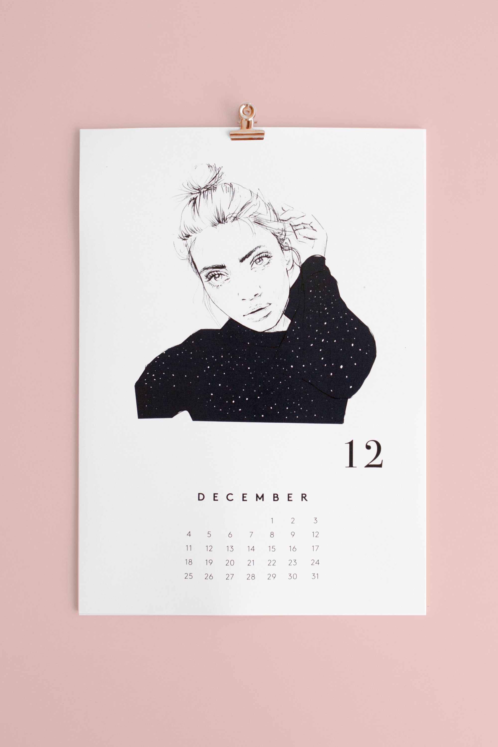 Marin et Marine calendar 2017 with fashion & portrait illustrations