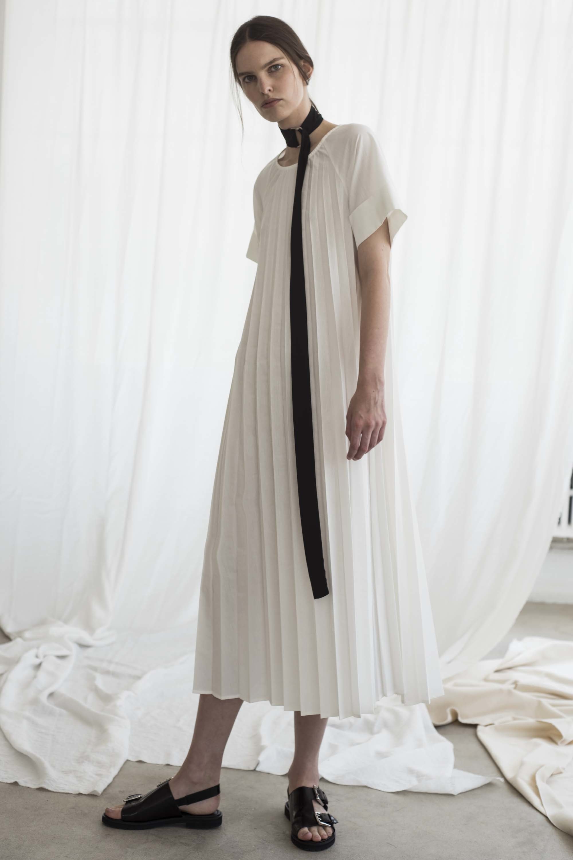 Shaina Mote | white pleated summer dress