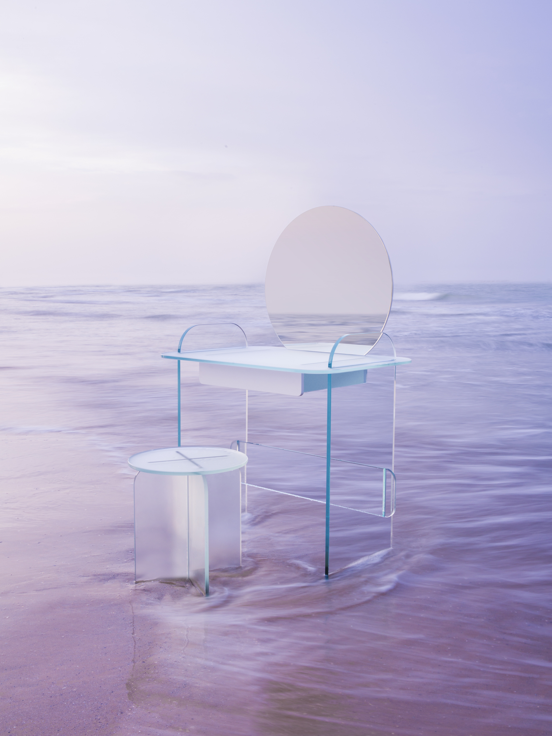 Cristina Celestino | Opalina mirror for Tonelli | translucent glas