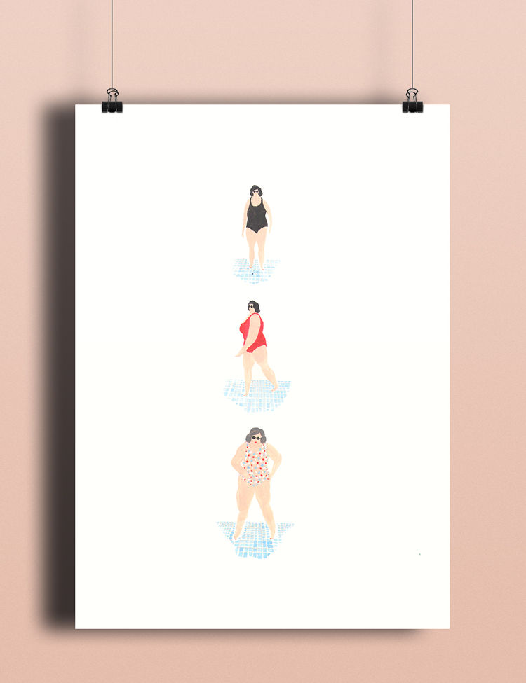 Amelie Lihl illustration – bathing people in a pool